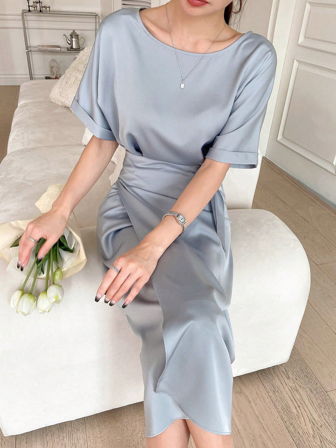 Rochie midi SHEIN, argintiu