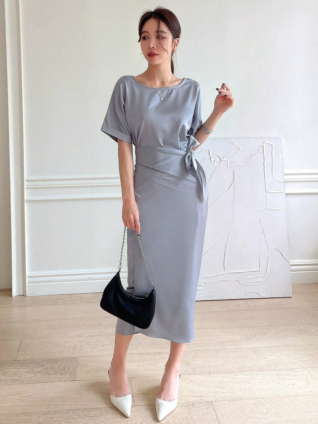 Rochie midi SHEIN, argintiu