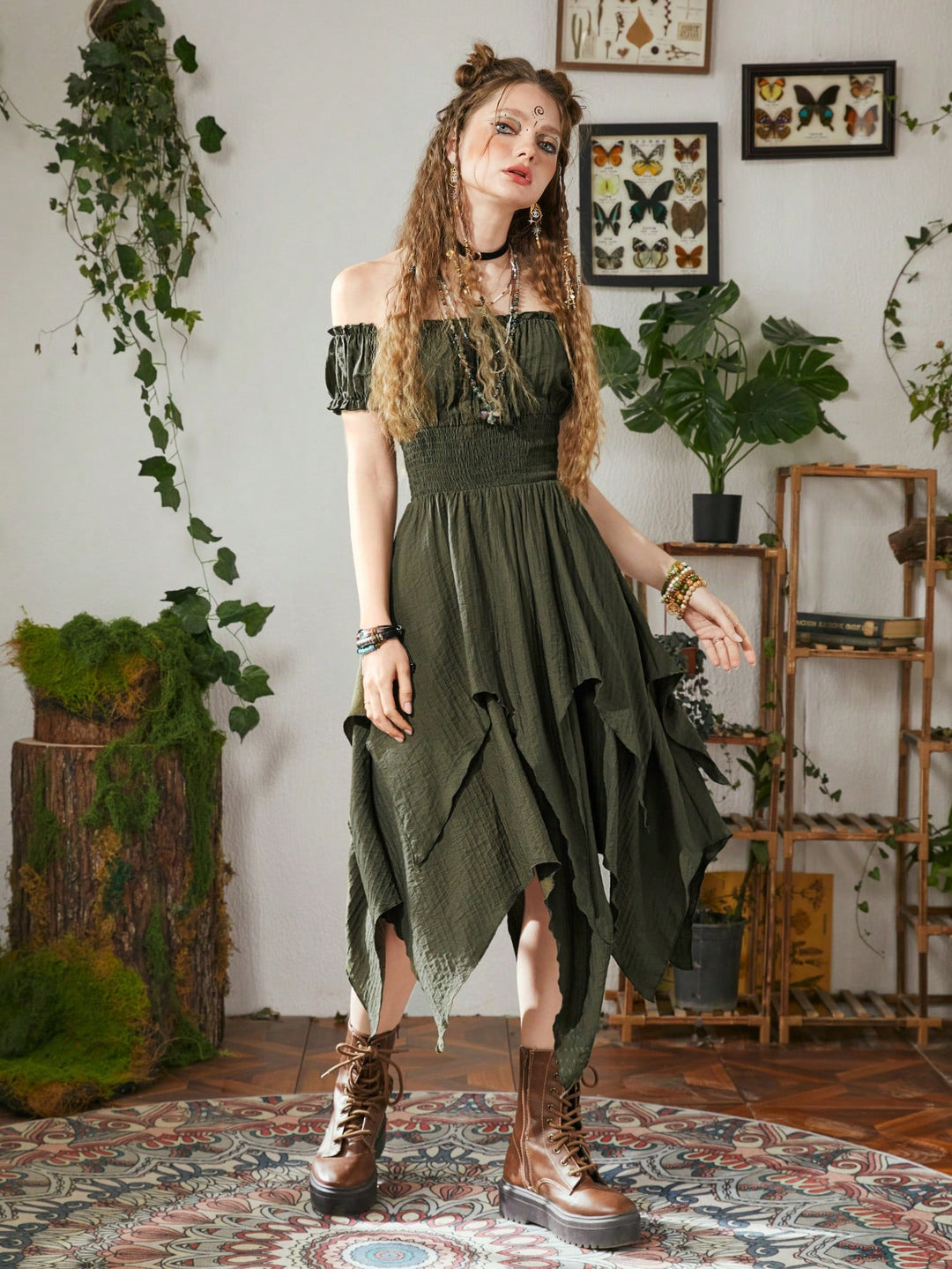 Rochie midi SHEIN, verde