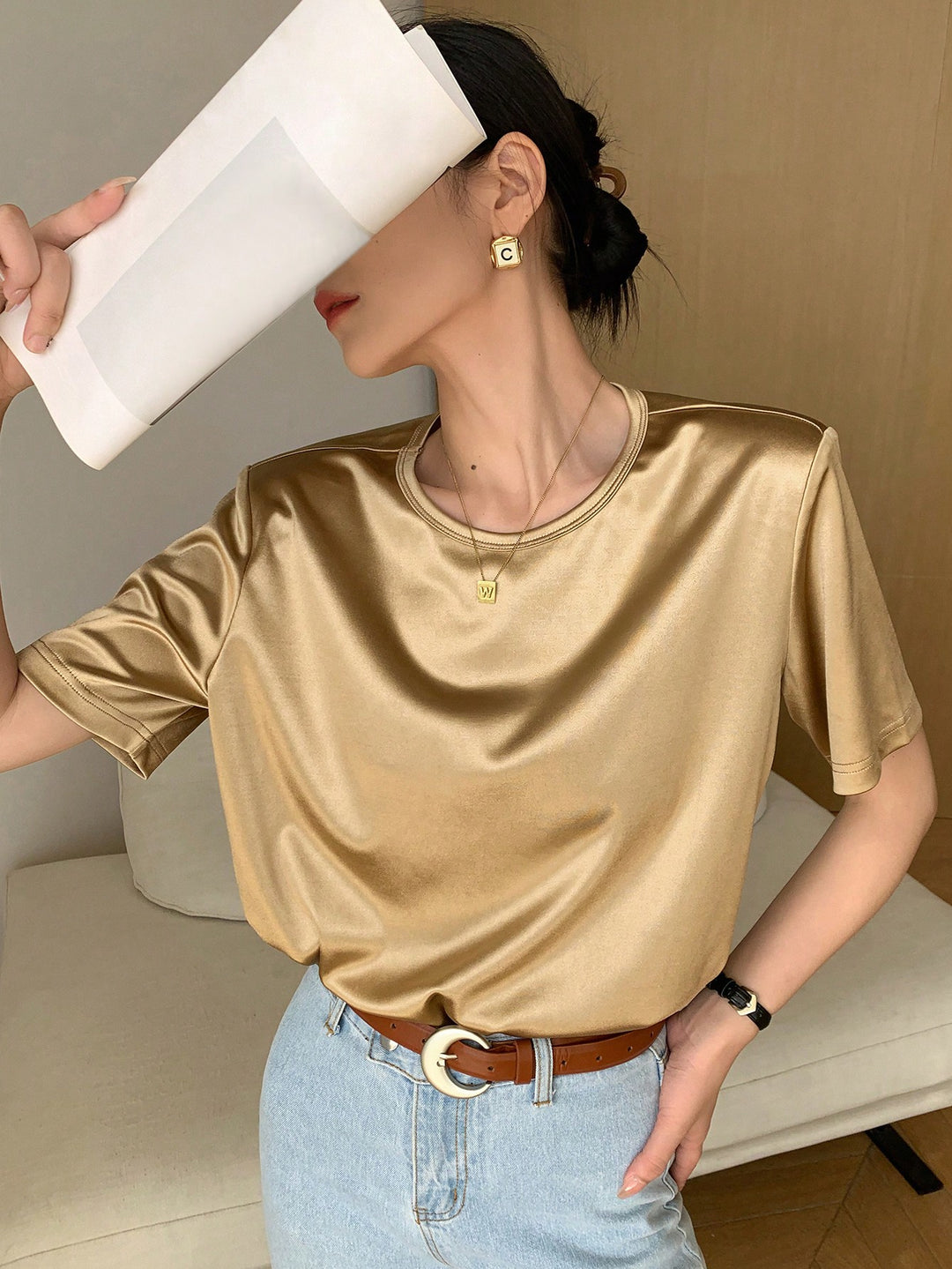 Tricou SHEIN, auriu