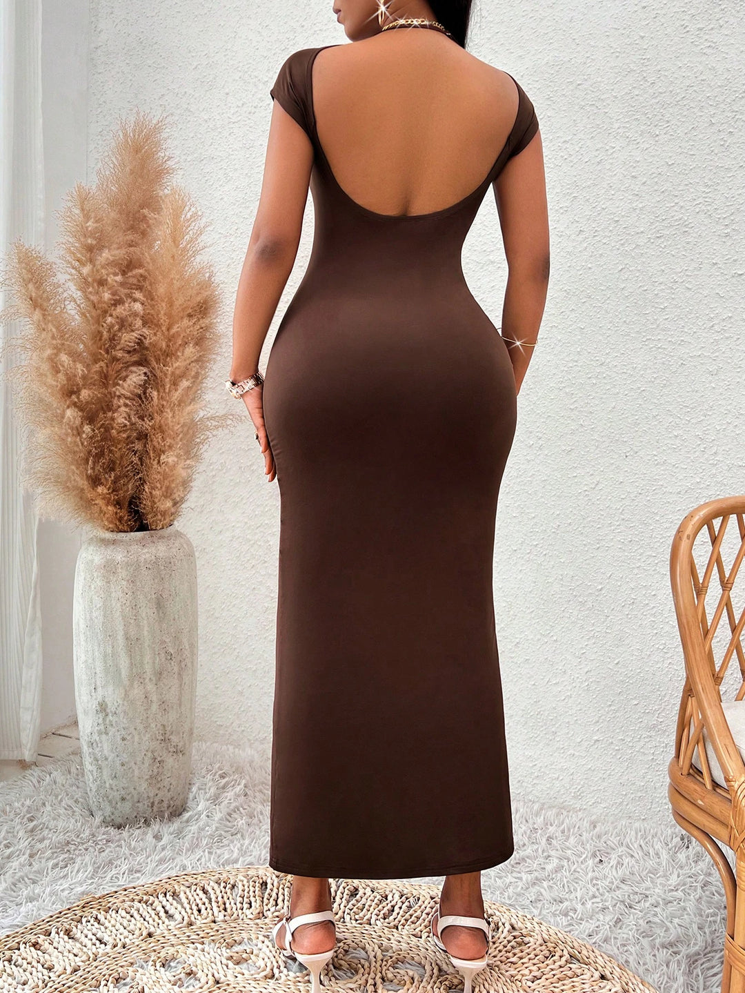 Rochie maxi SHEIN, maro
