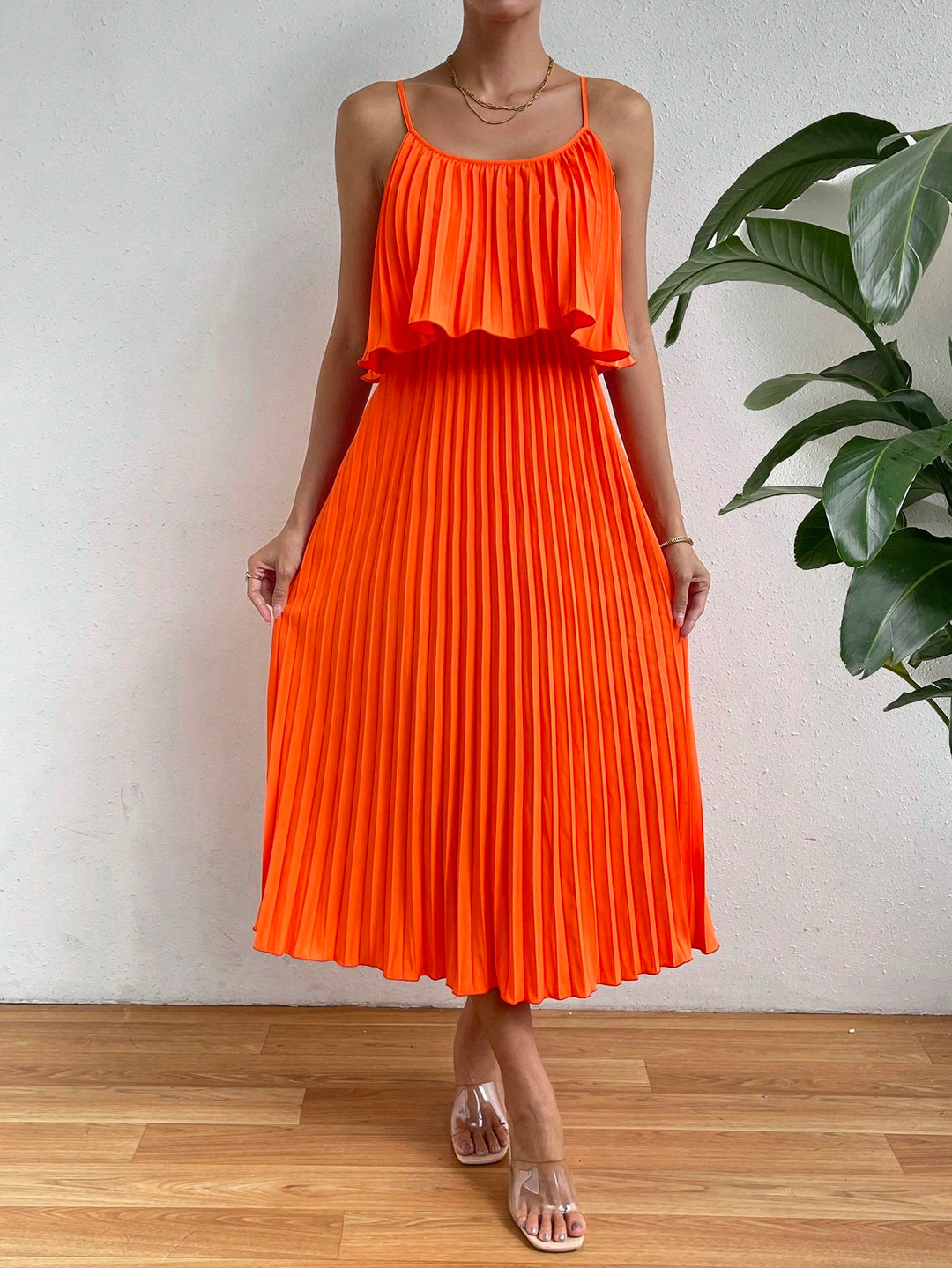 Rochie midi SHEIN, portocaliu
