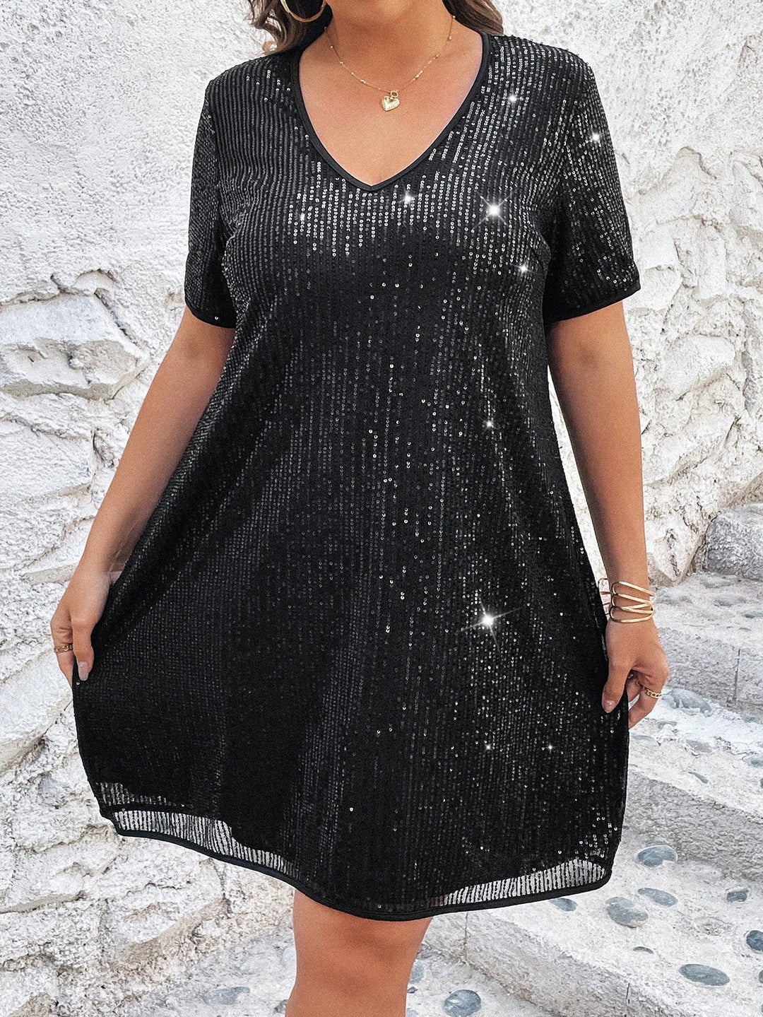 Rochie mini Shein Curve+, negru