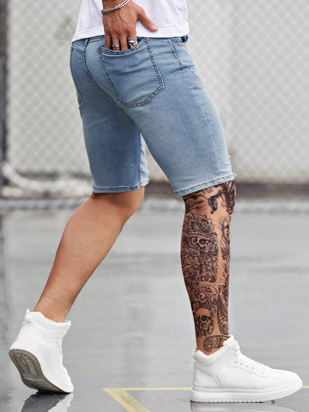 Pantaloni scurți SHEIN, albastru