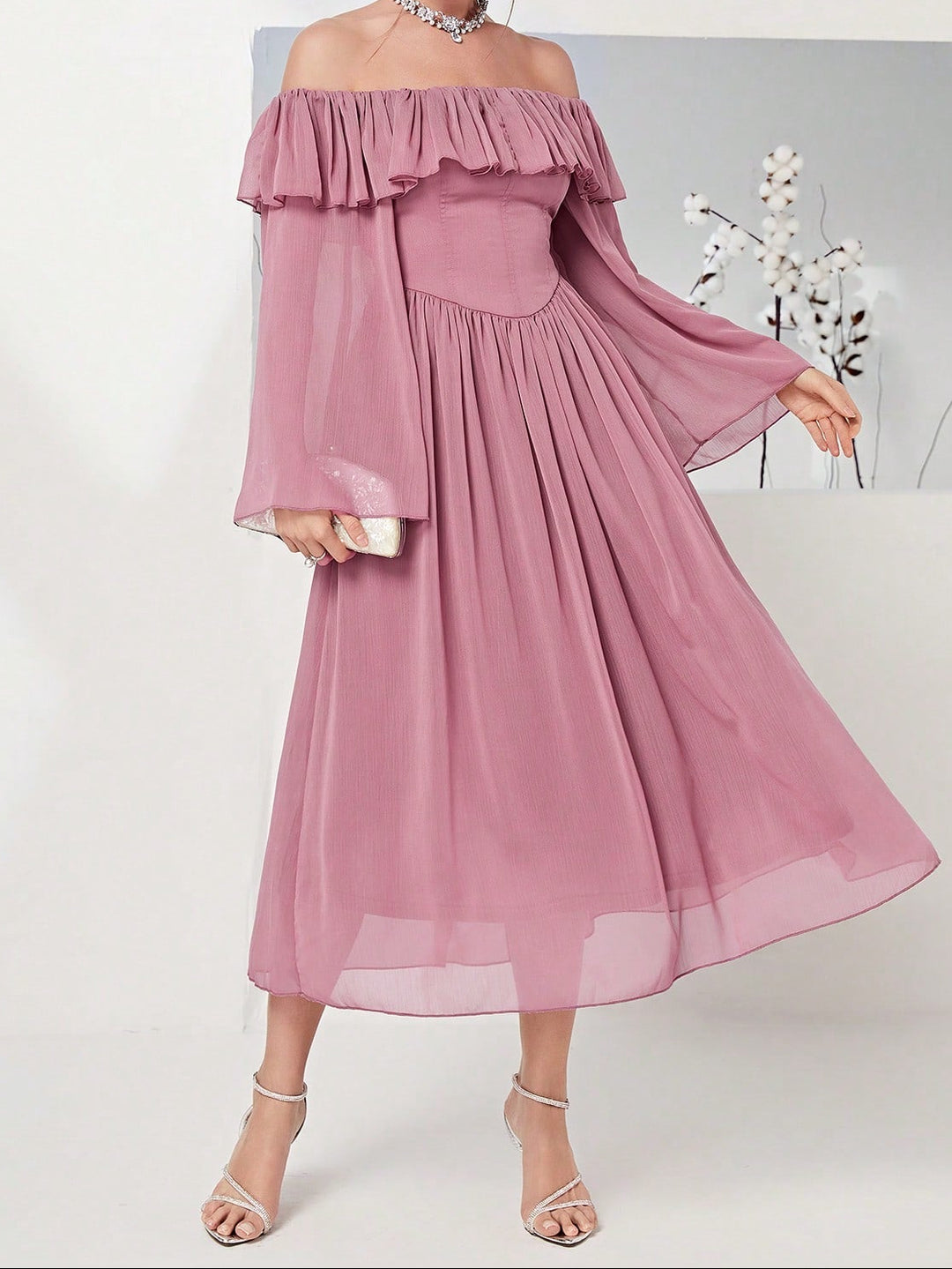 Rochie midi SHEIN, roz