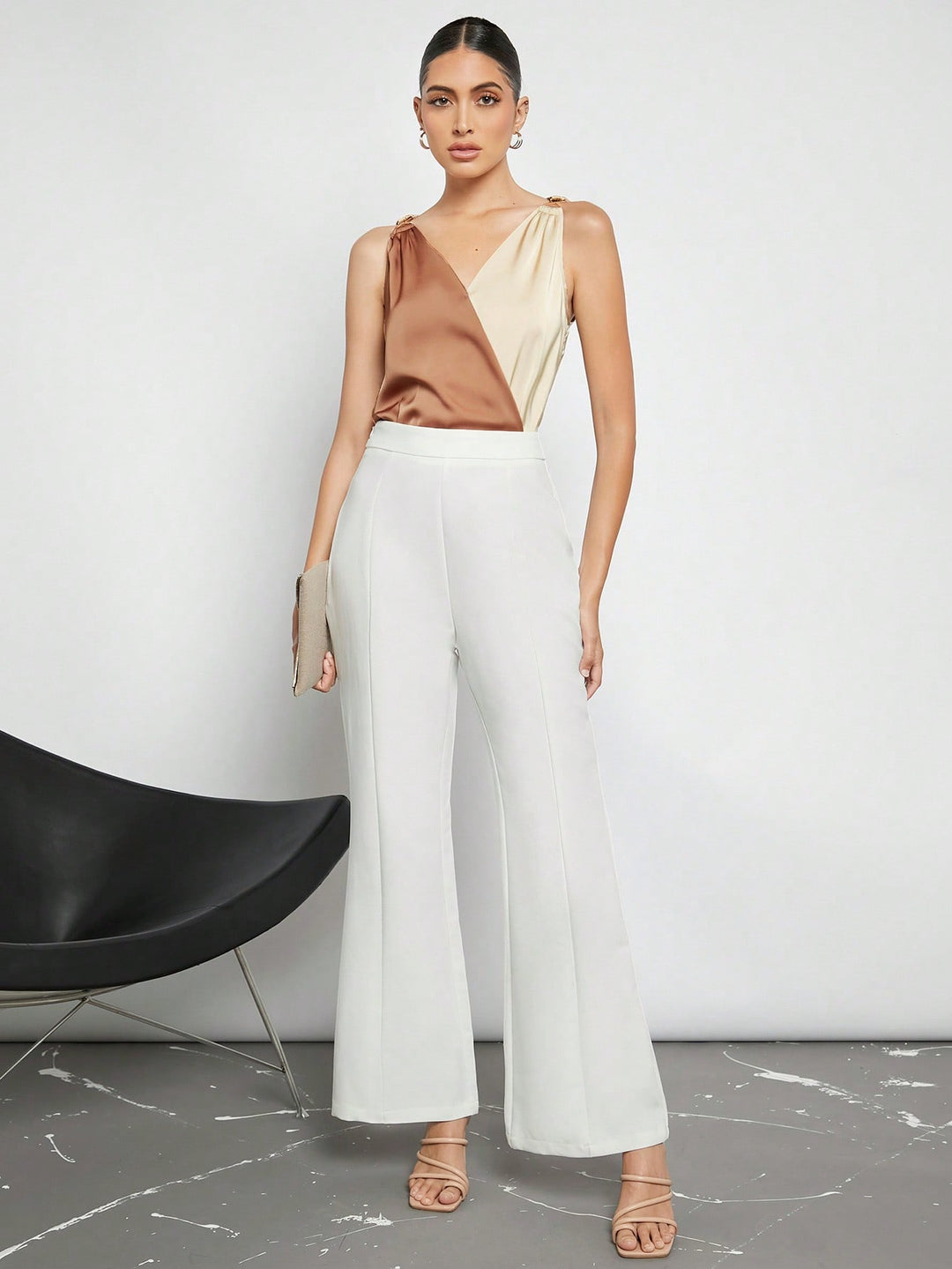Bluza satin fără mâneci SHEIN, mix culori