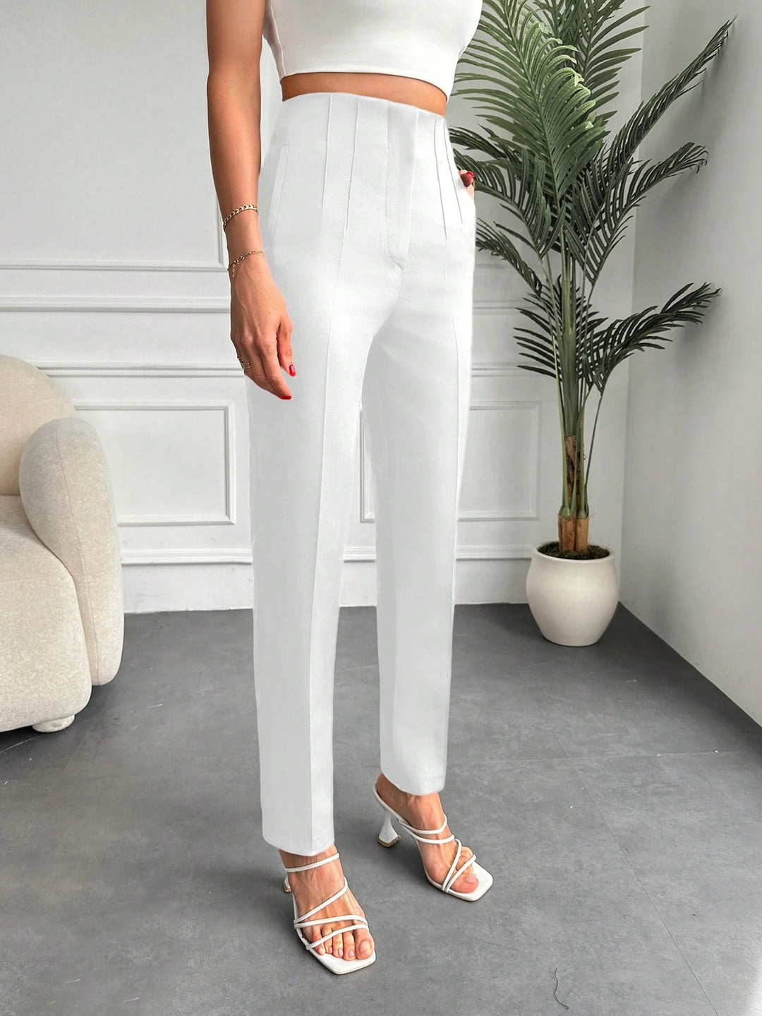 Pantaloni SHEIN, alb