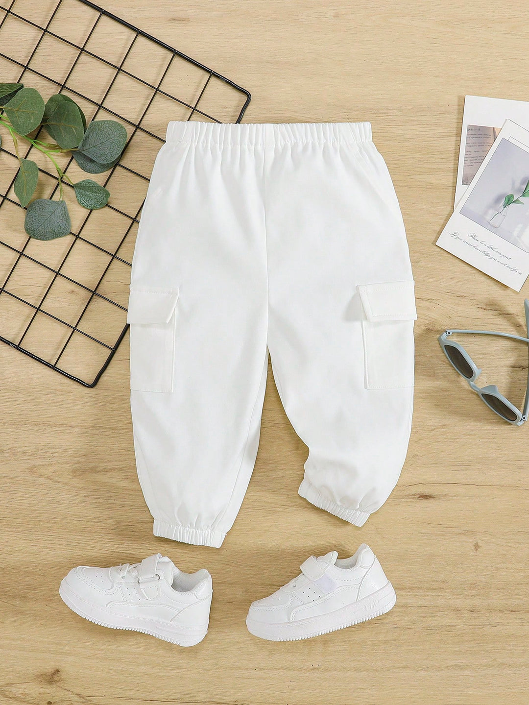 Pantalon cargo SHEIN, alb