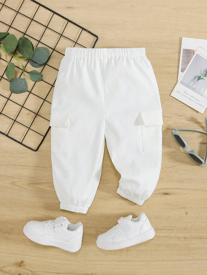 Pantalon cargo SHEIN, alb