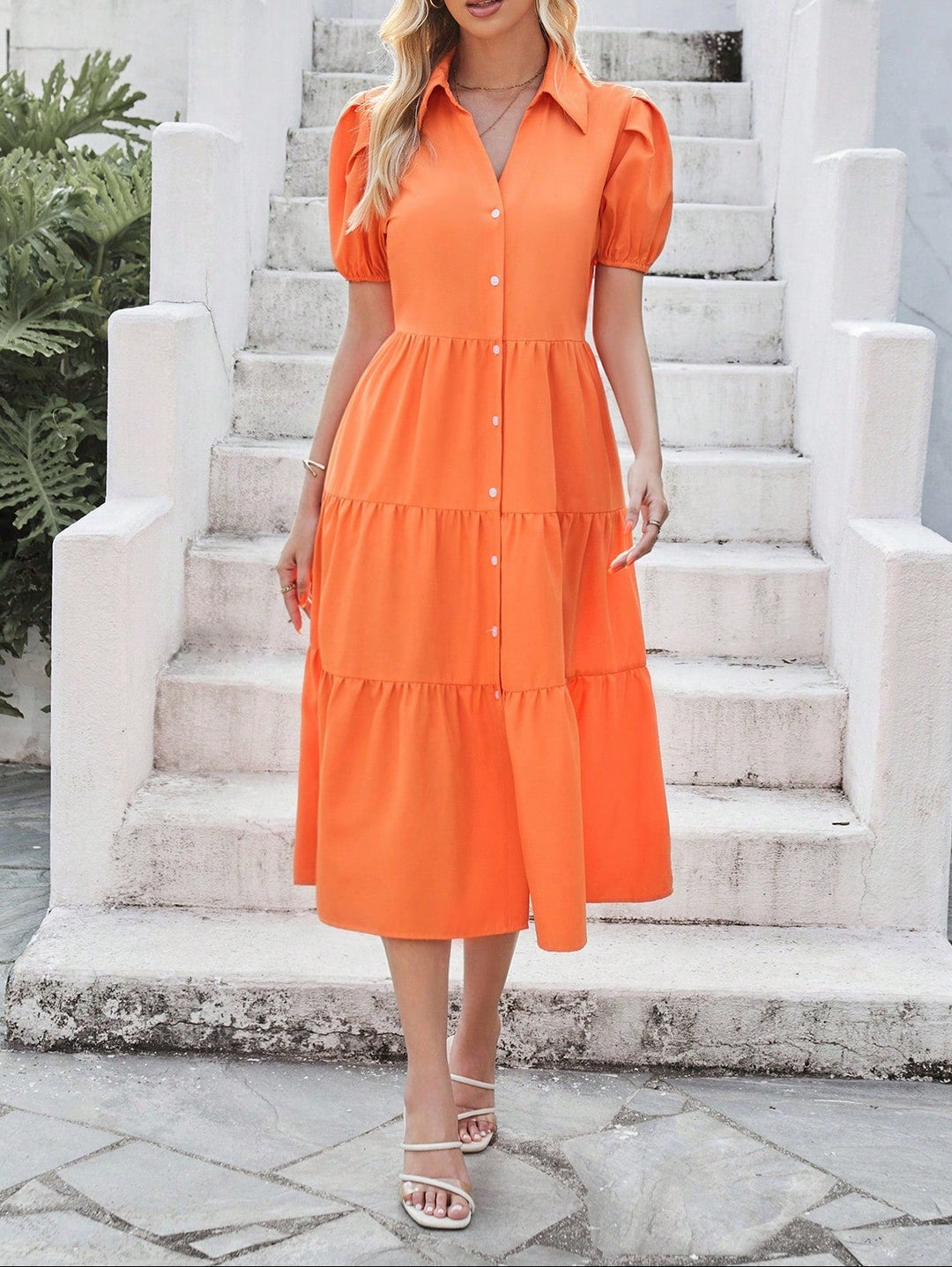 Rochie midi SHEIN, portocaliu