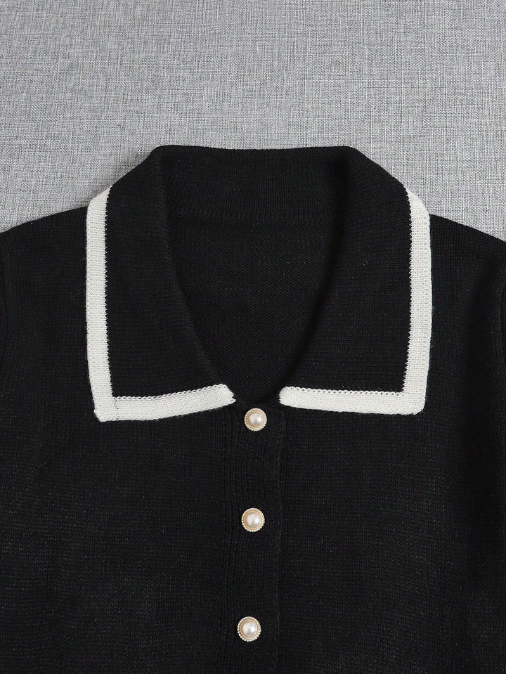 Pulover cu nasturi SHEIN, negru