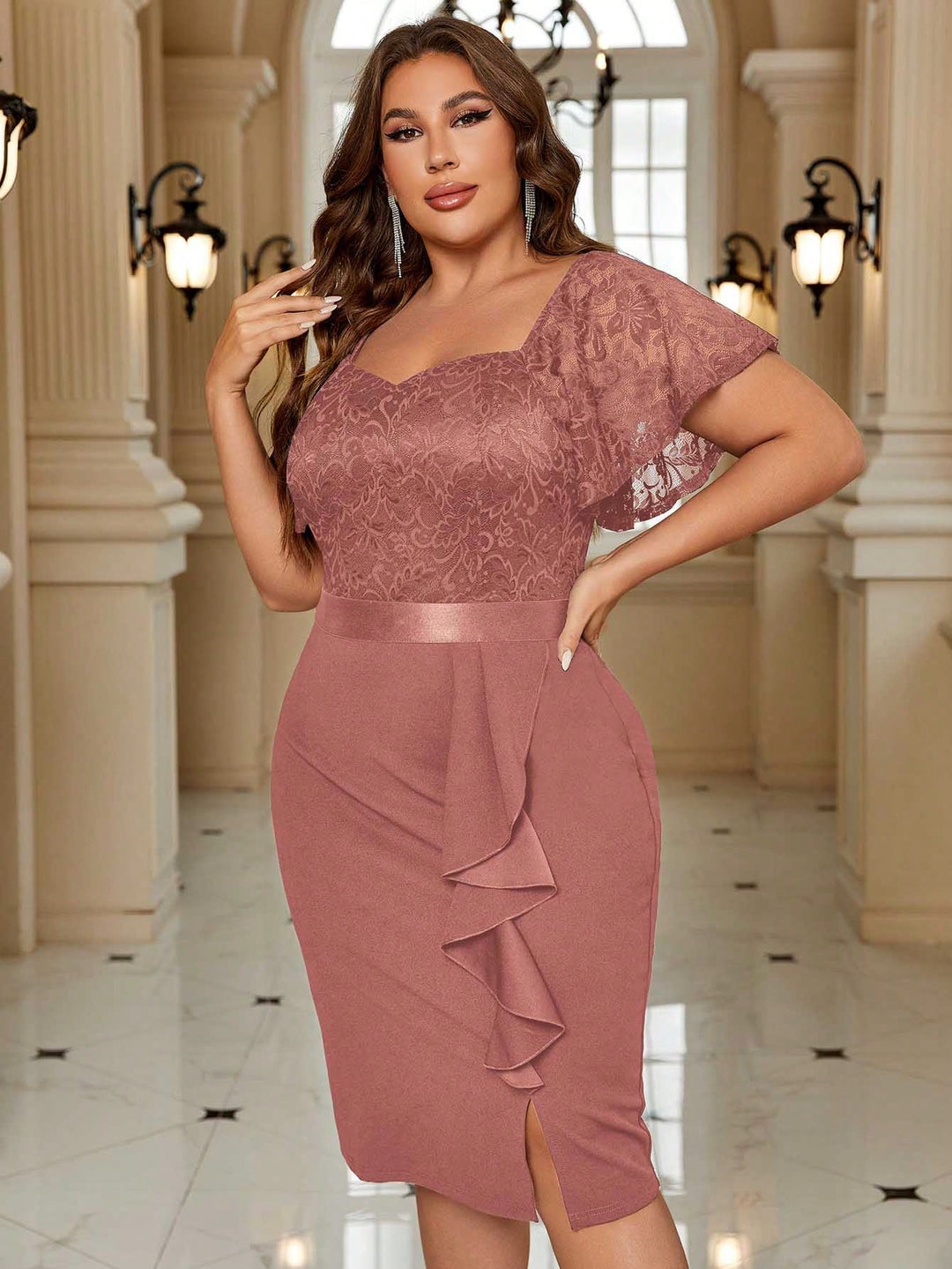 Rochie midi SHEIN, roz