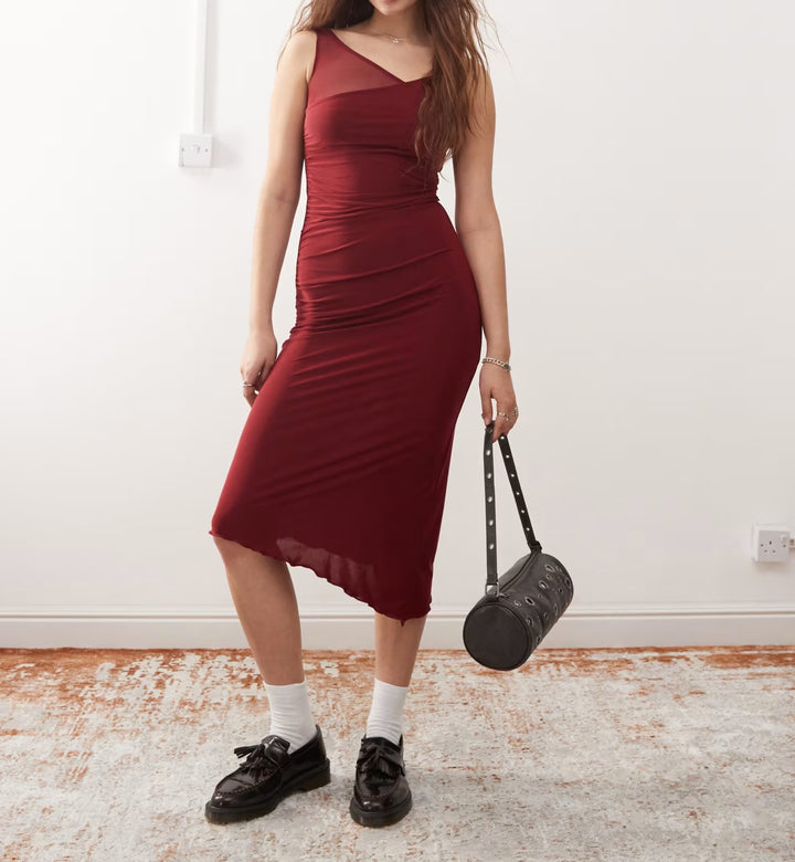 Rochie midi Reclaimed Vintage, vișiniu