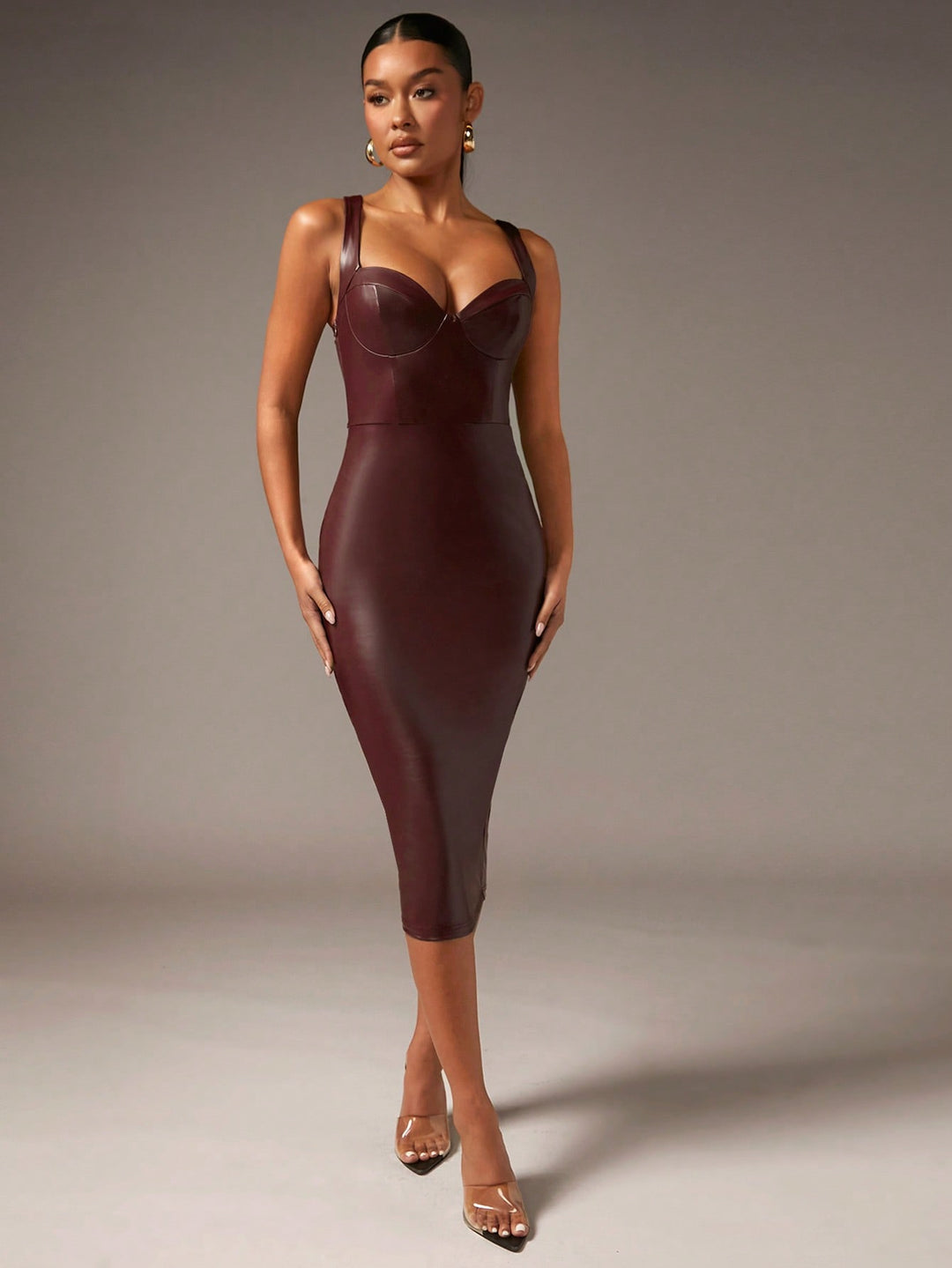 Rochie midi SHEIN, vișiniu