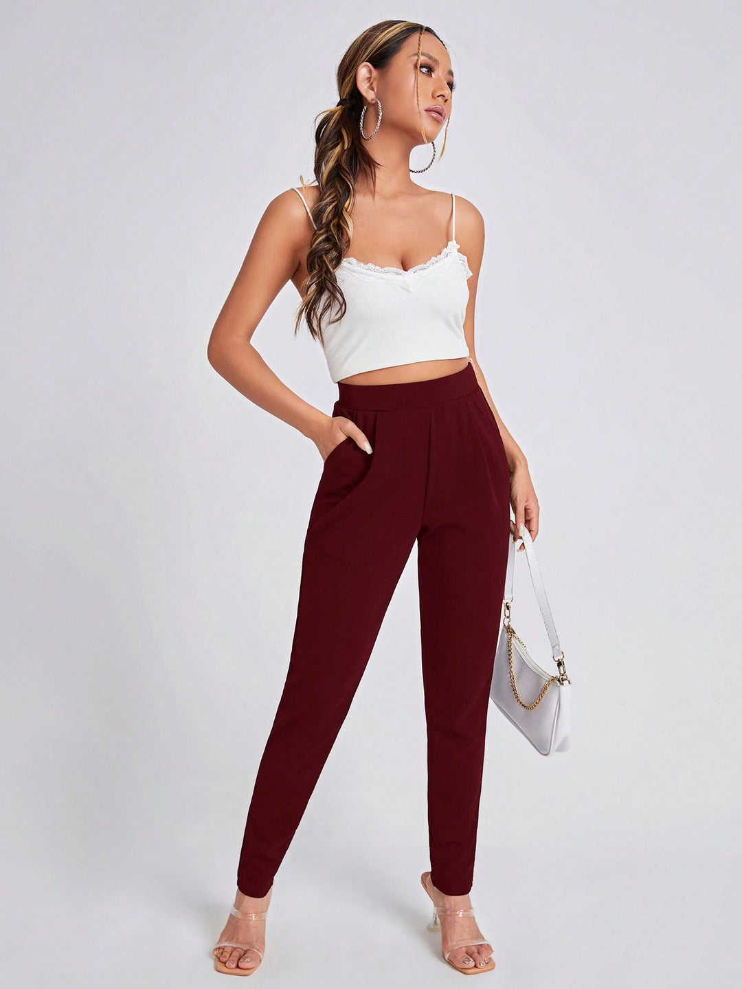 Pantaloni SHEIN, vișiniu