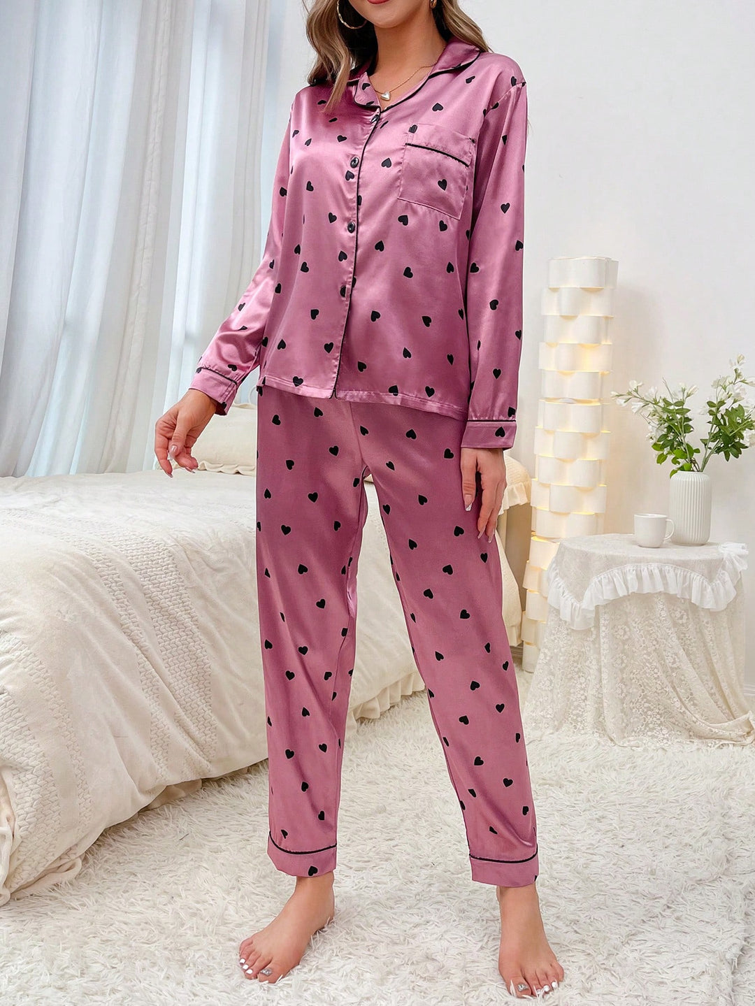 Compleu pijamale SHEIN, roz