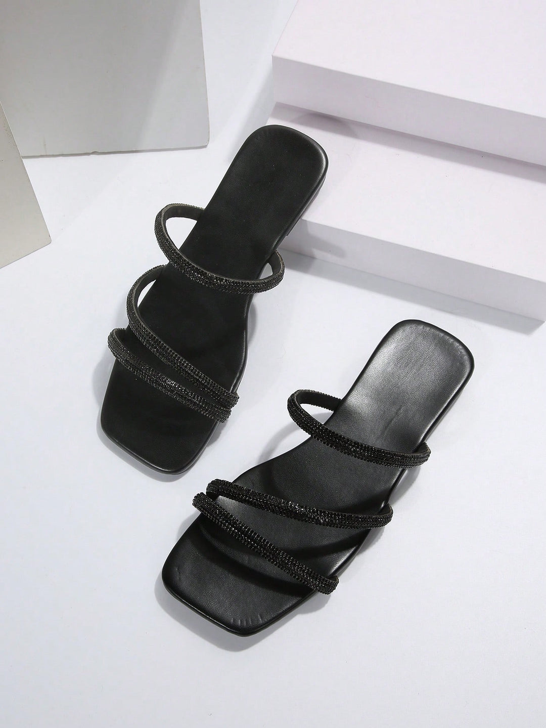SHEIN sliders, black