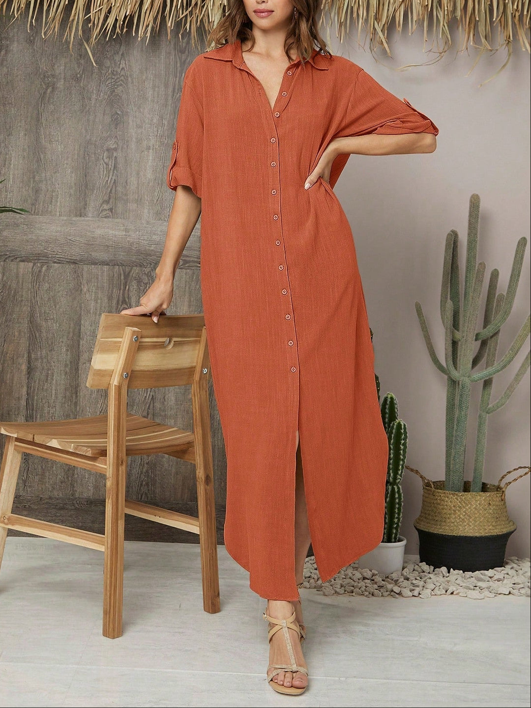 Rochie maxi SHEIN, cărămiziu