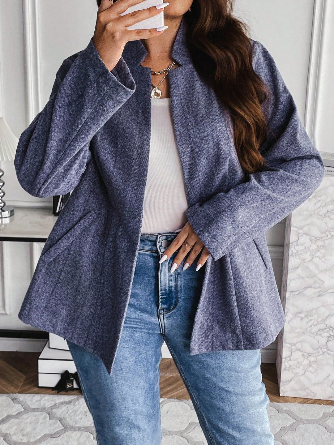 Sacou Shein Curve+, albastru