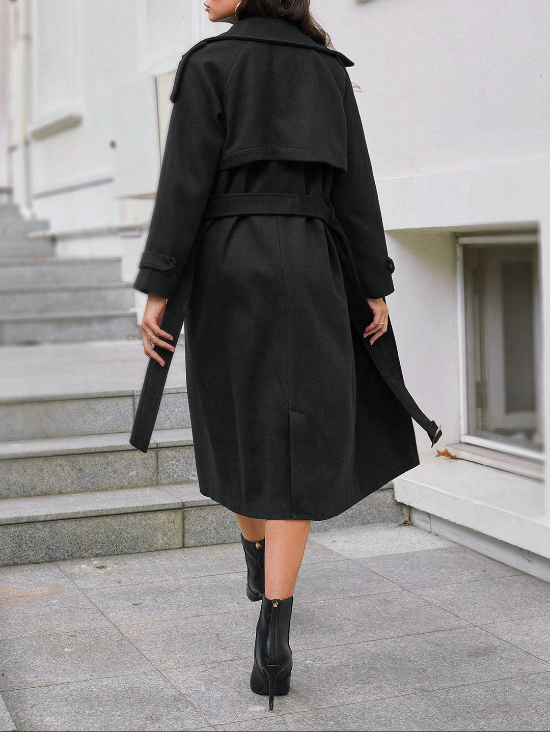 Palton lung Shein, negru