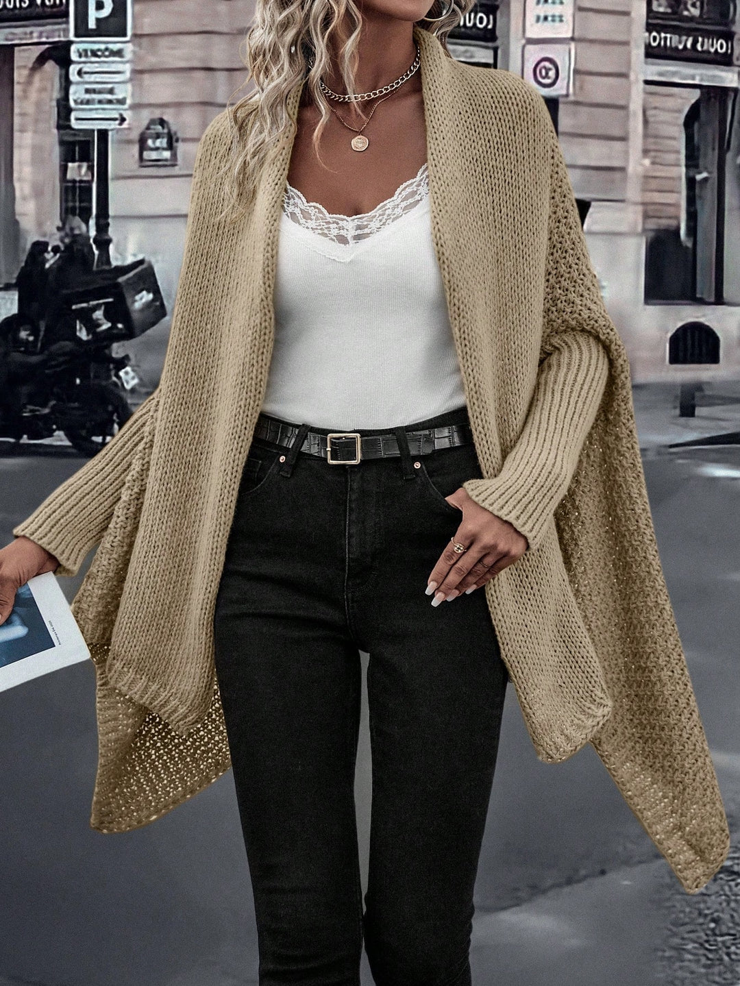 Kardigán SHEIN, khaki