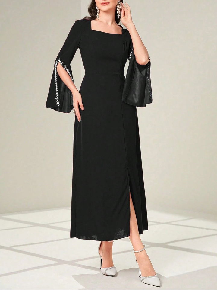 SHEIN midi ruha, fekete
