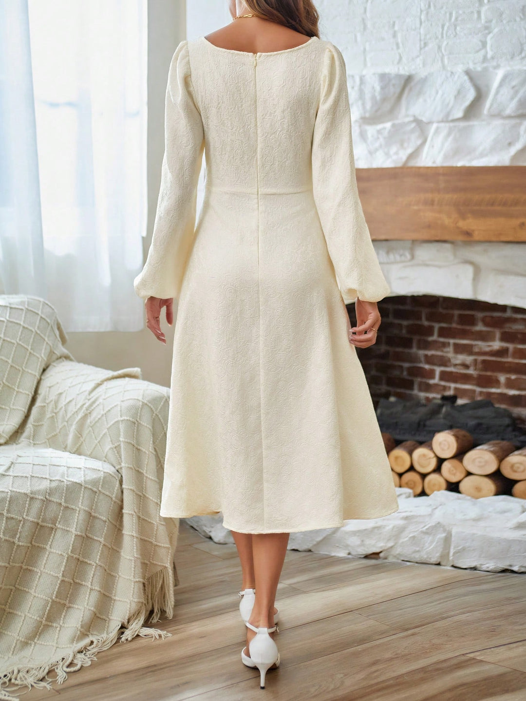 SHEIN Cream Midi Dress