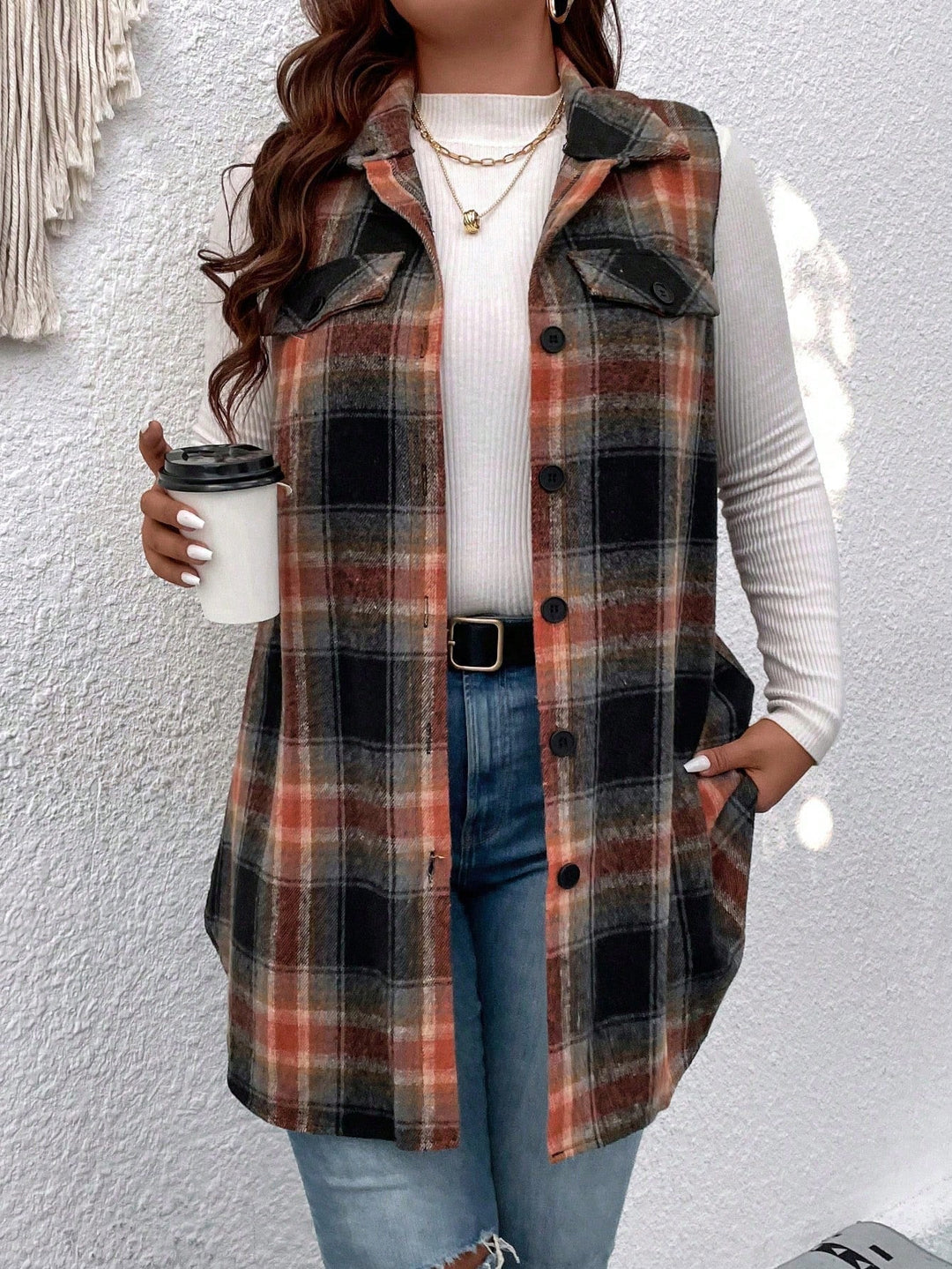 Shein Curve+ mellény, többszínű