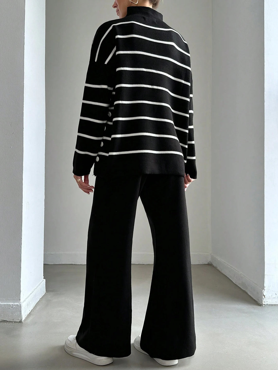SHEIN Flared gebreide broek, zwart