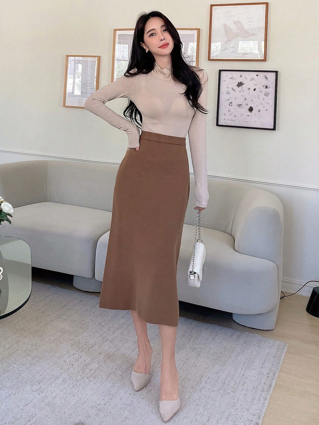 Fustă SHEIN, maro