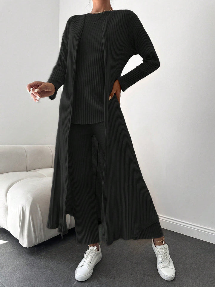 Cardigan lung SHEIN, negru