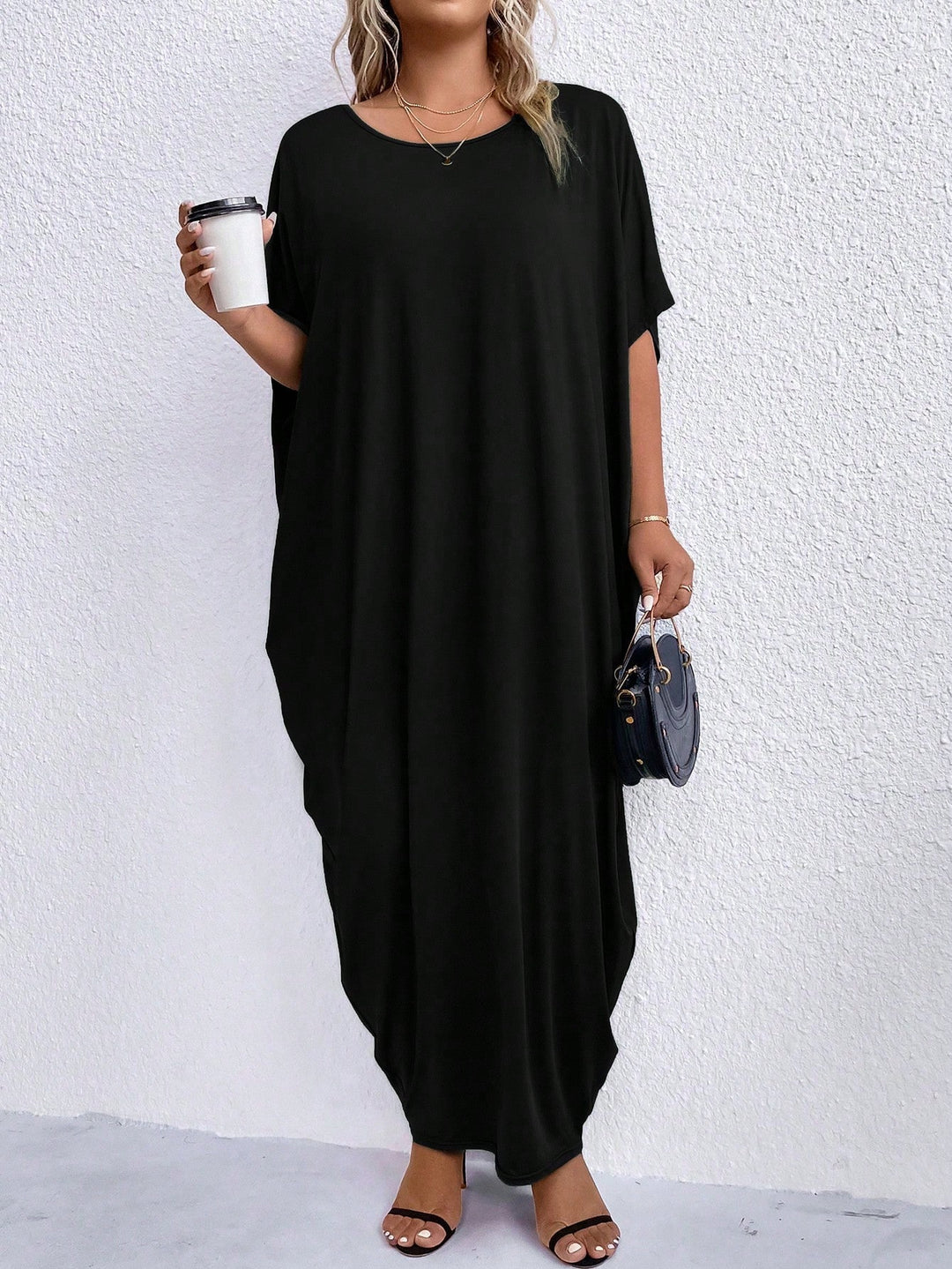 Shein Curve+ maxi ruha, fekete
