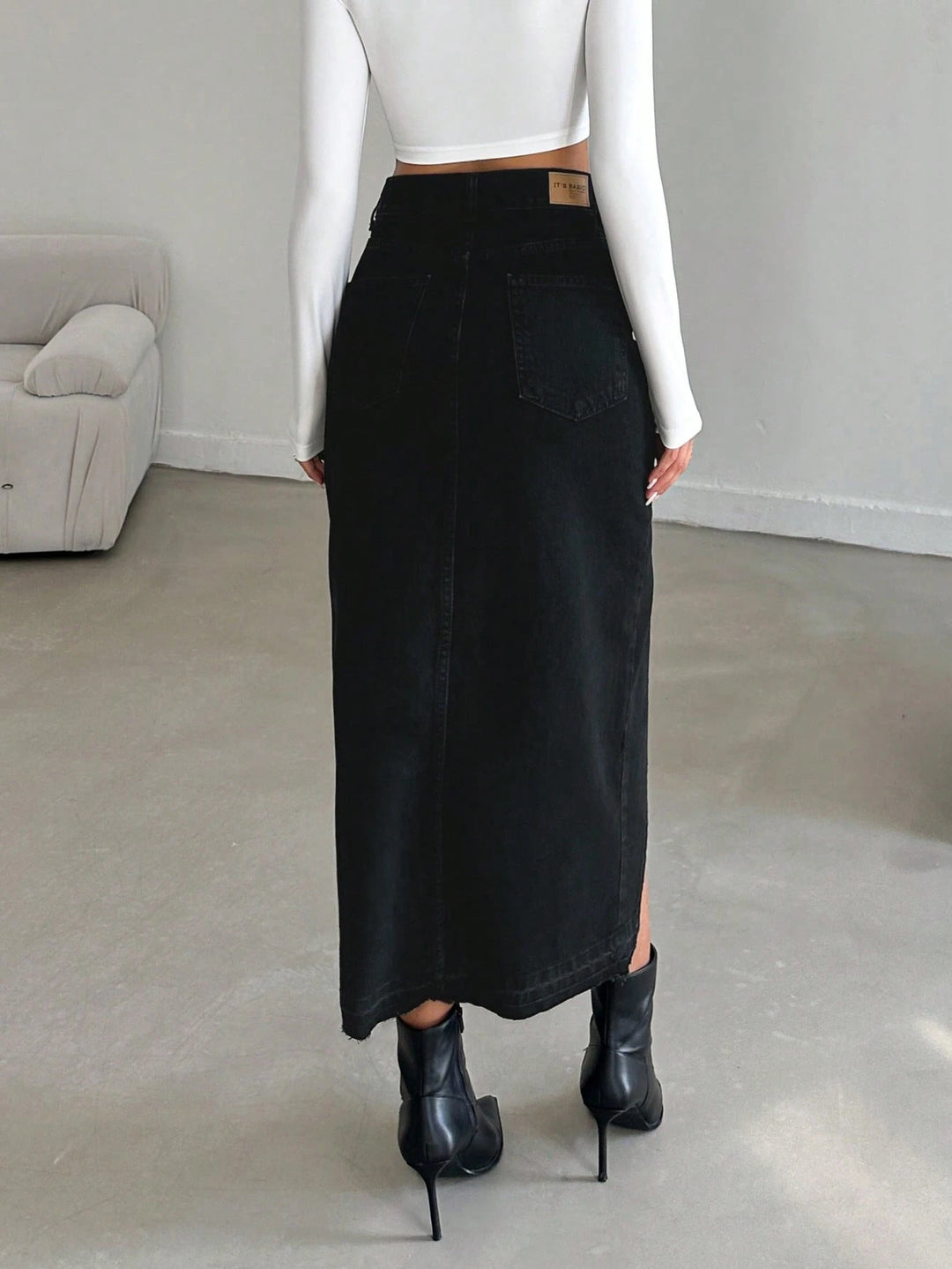 Fustă de blugi SHEIN, negru