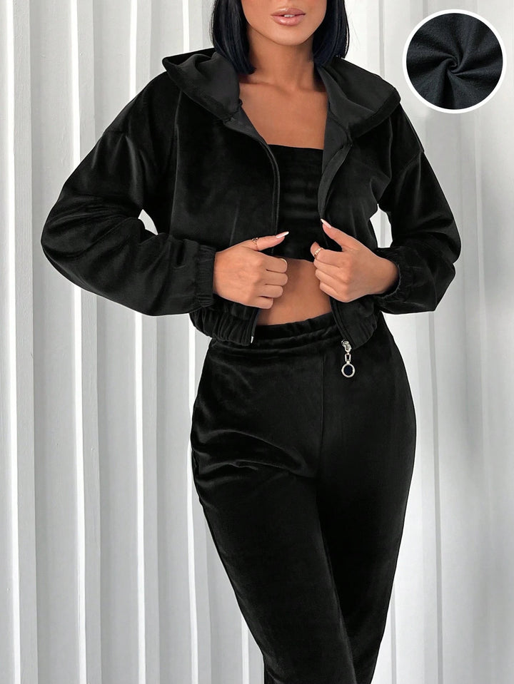 Set hanorac și  top SHEIN, negru