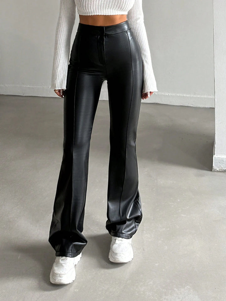 Pantaloni imitație piele SHEIN, negru