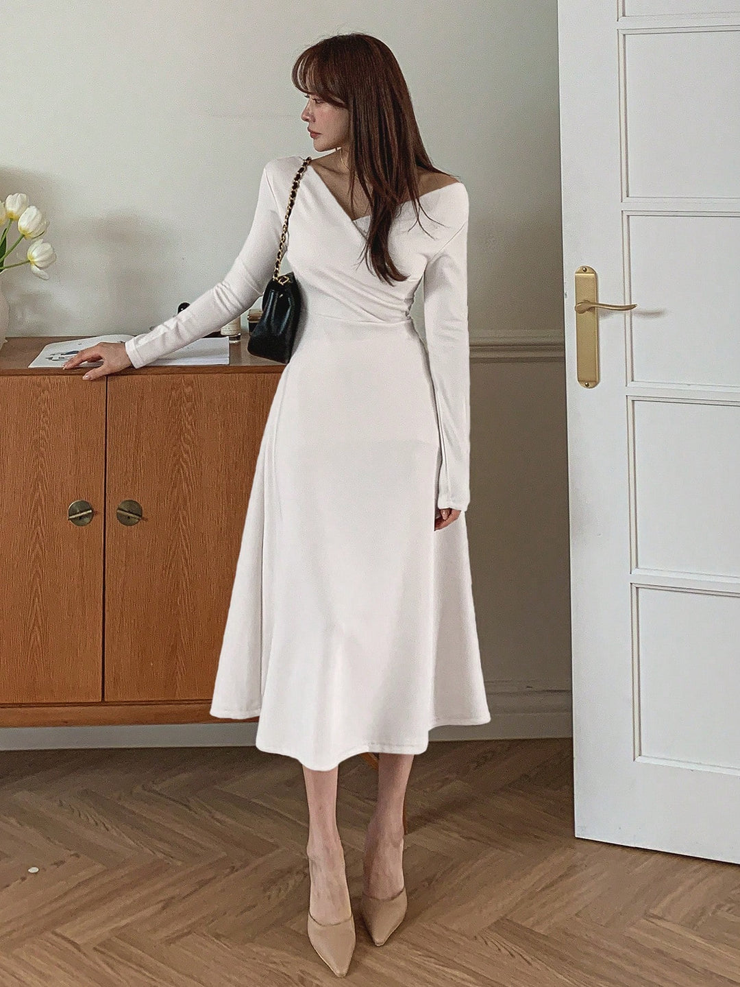 Rochie midi SHEIN, alb