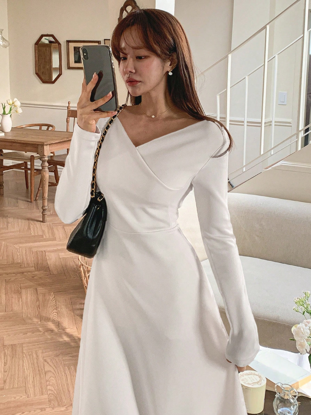 Rochie midi SHEIN, alb