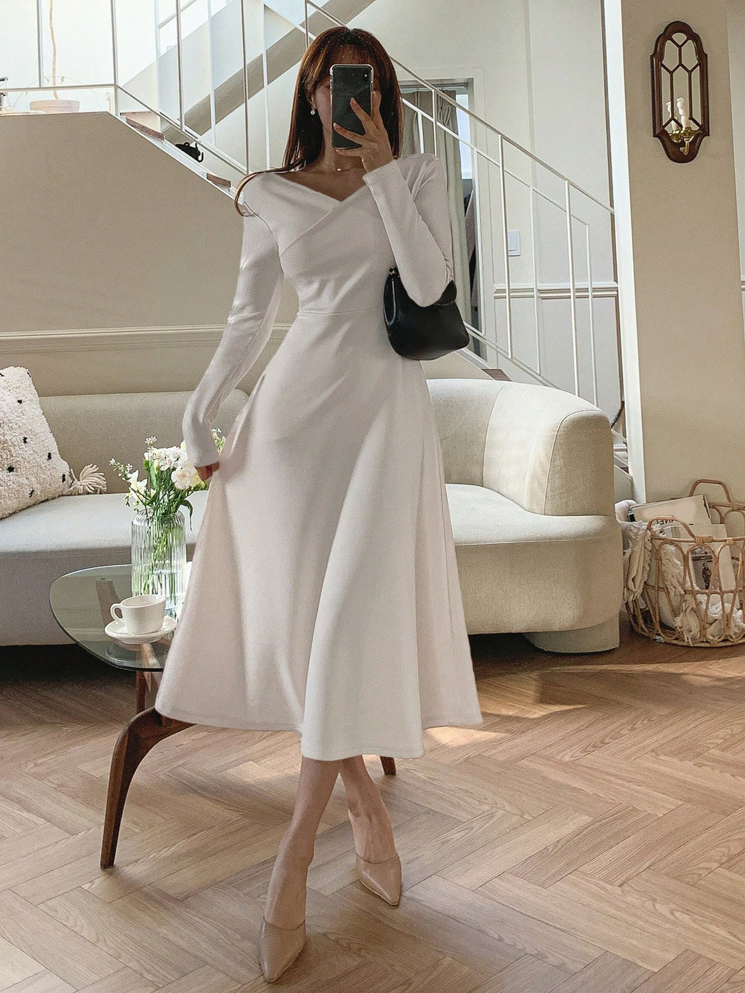 Rochie midi SHEIN, alb