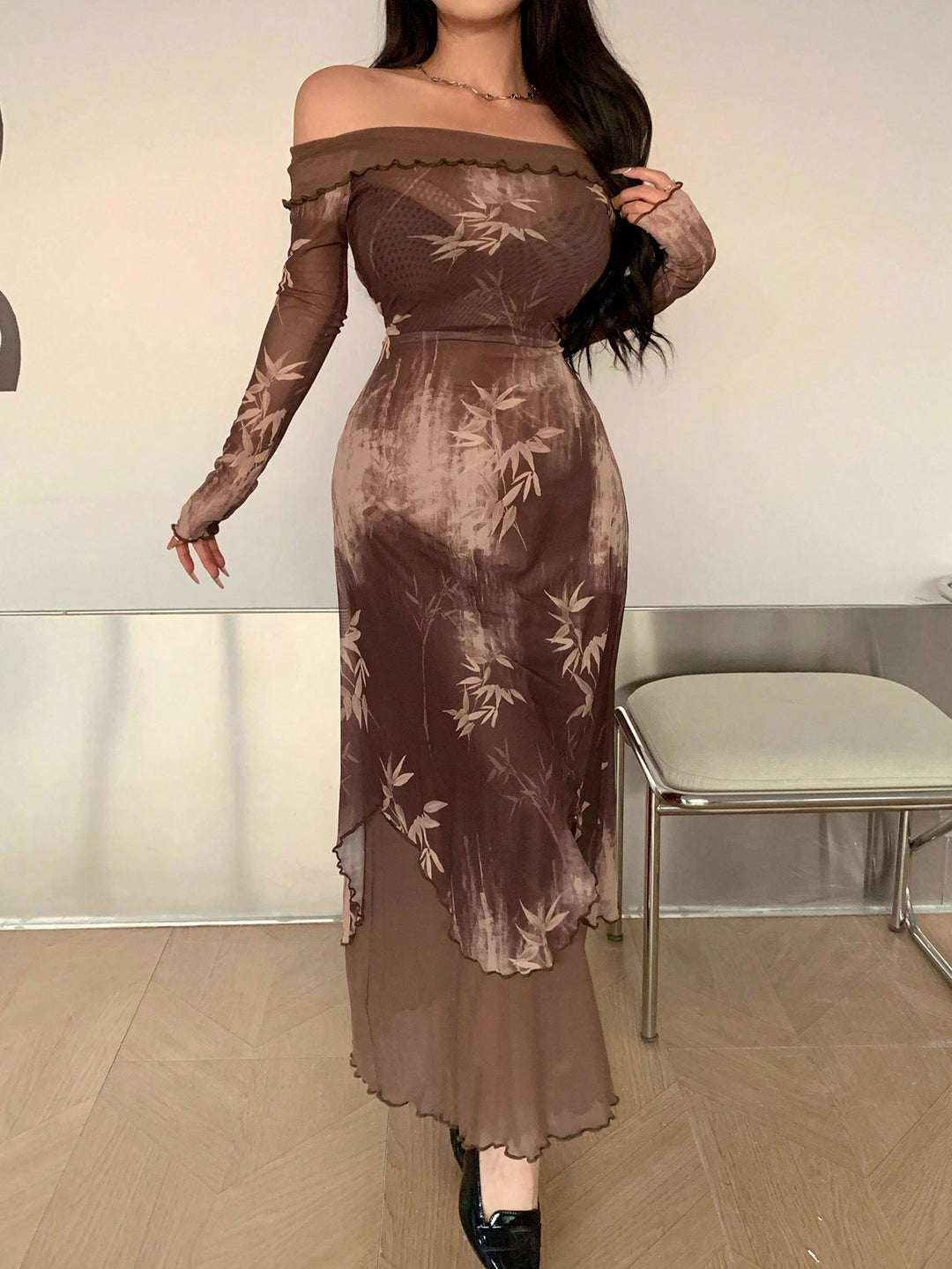Rochie maxi SHEIN, maro