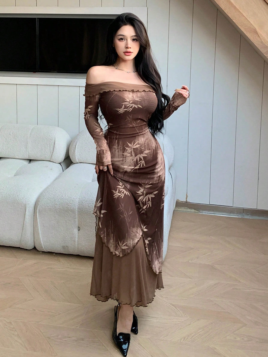 Rochie maxi SHEIN, maro