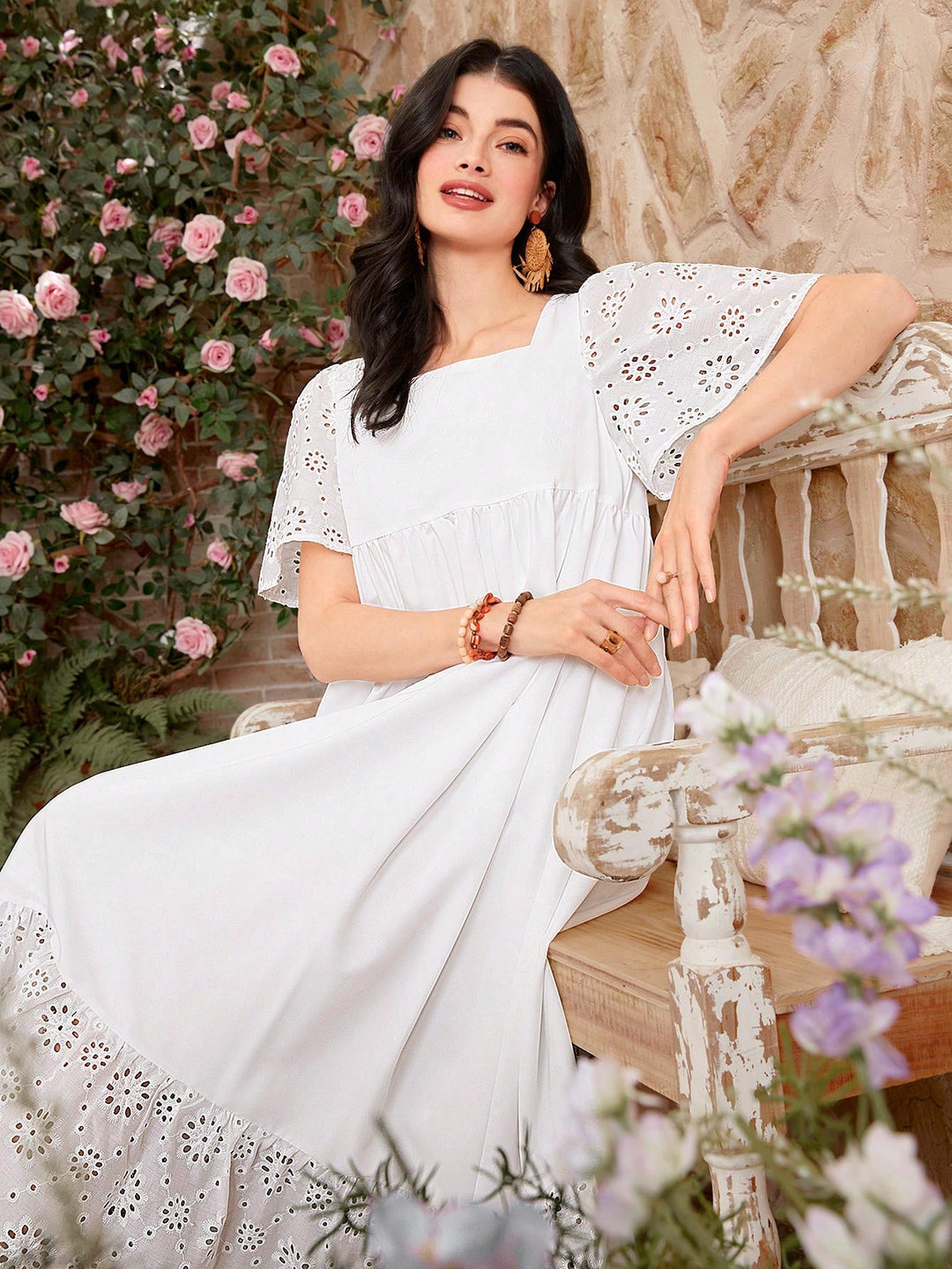 Rochie maxi SHEIN, alb