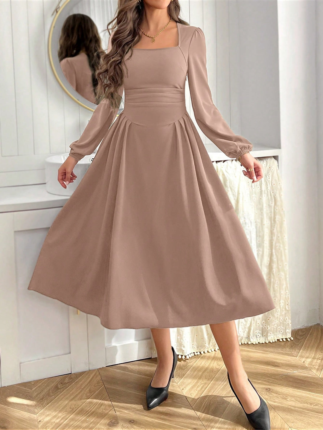Rochie midi SHEIN, kaki