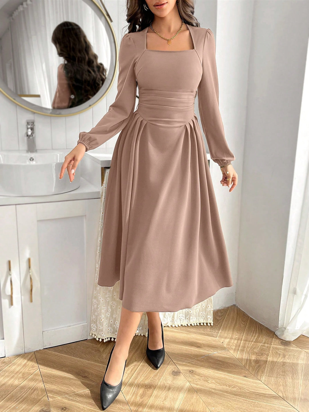 Rochie midi SHEIN, kaki