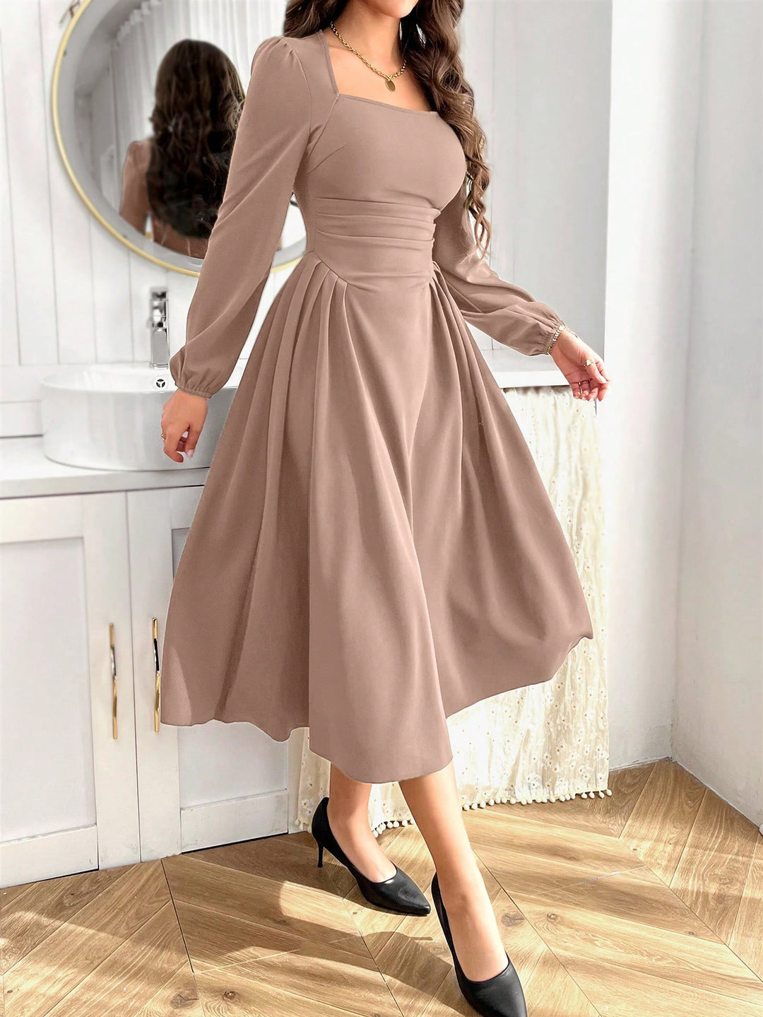 Rochie midi SHEIN, kaki