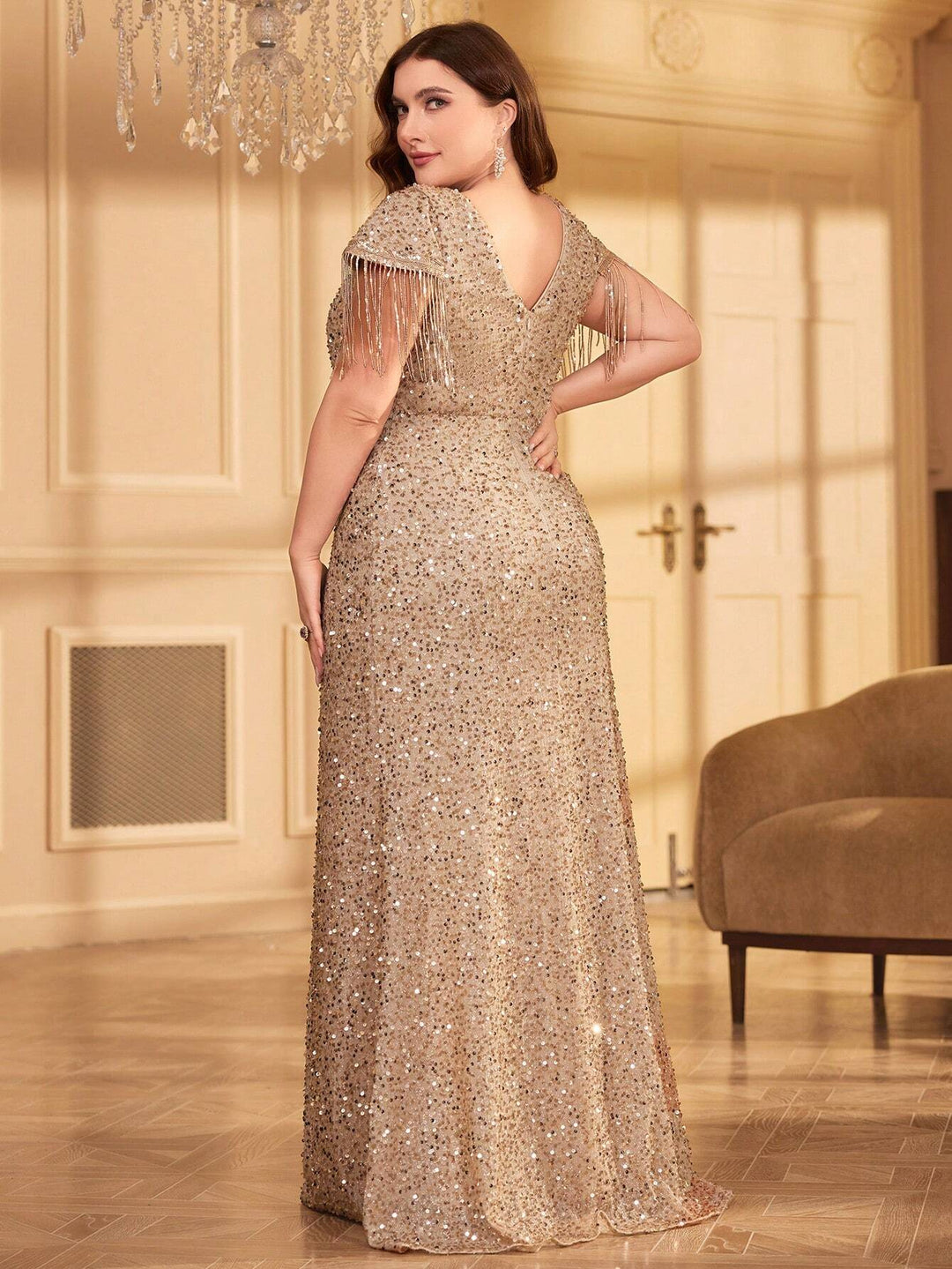 Rochie de ocazie SHEIN, crem