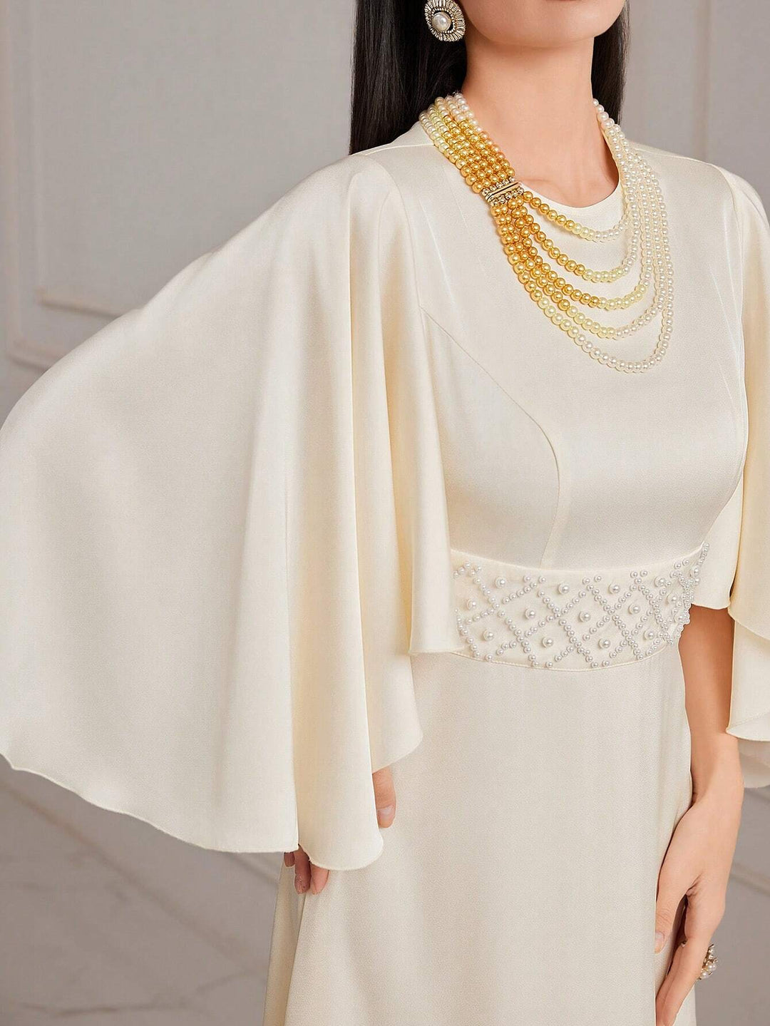 Shein maxi ruha, krém