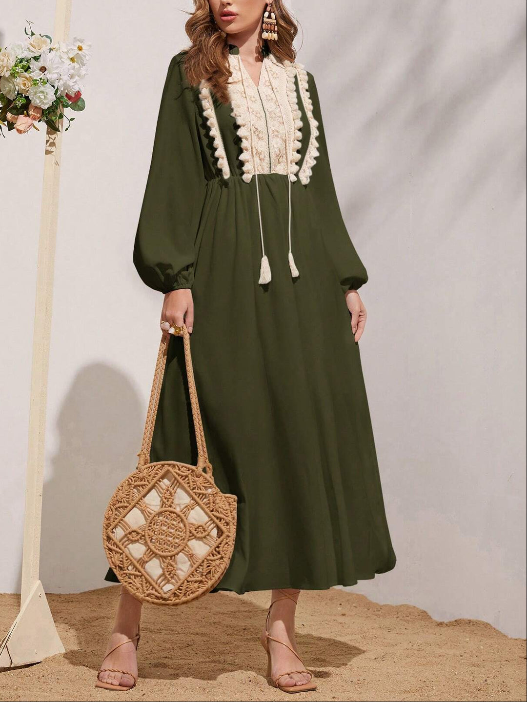 Rochie maxi SHEIN, kaki