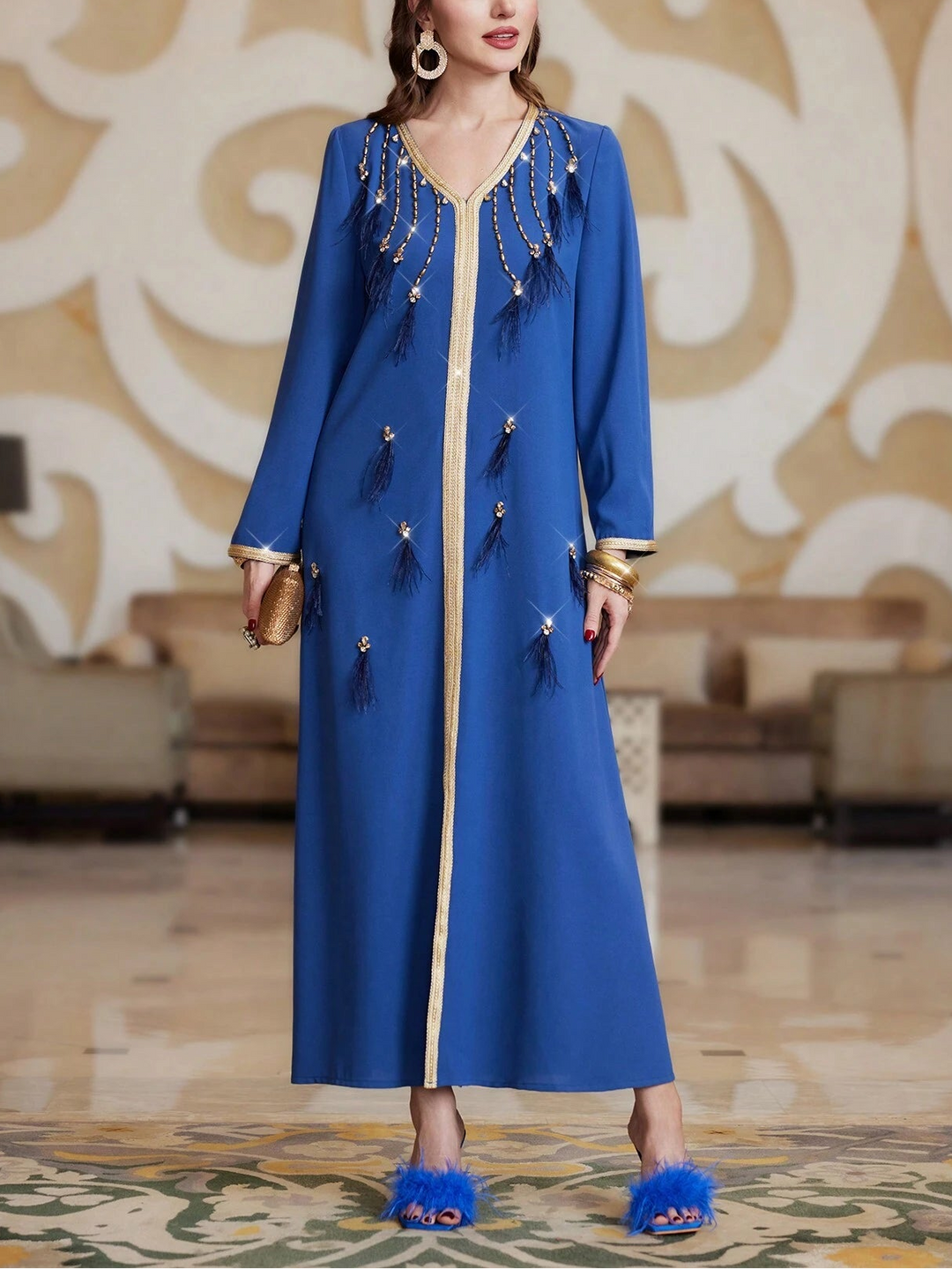 Shein Curve+ maxi ruha, kék