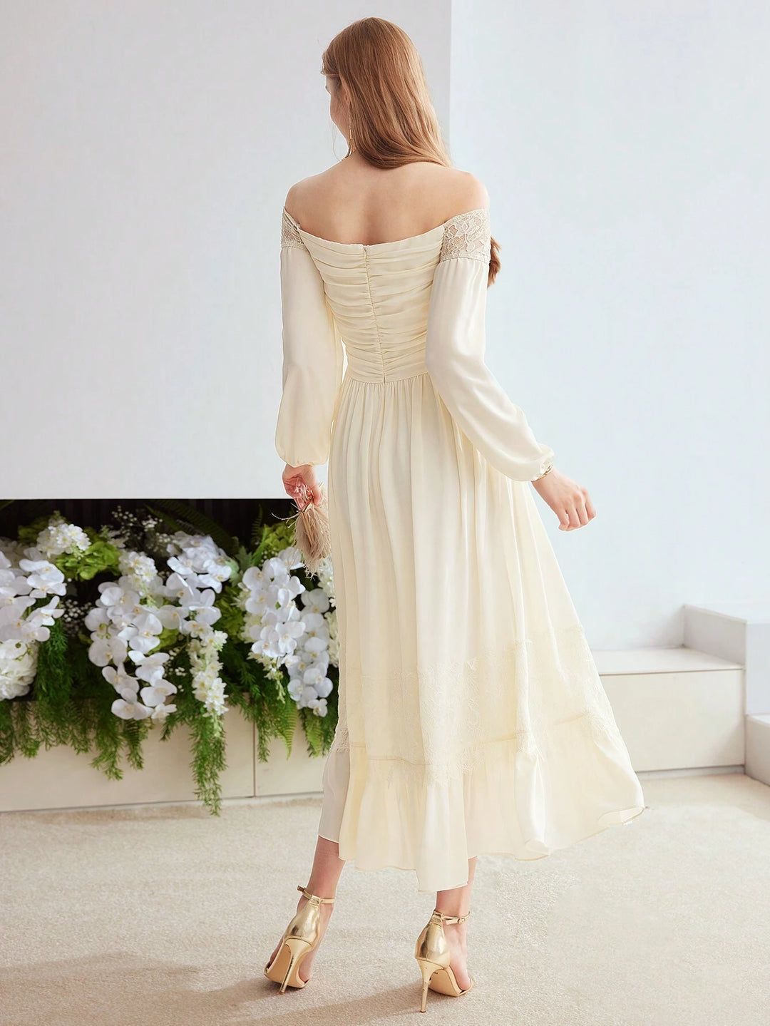 Rochie maxi SHEIN, crem