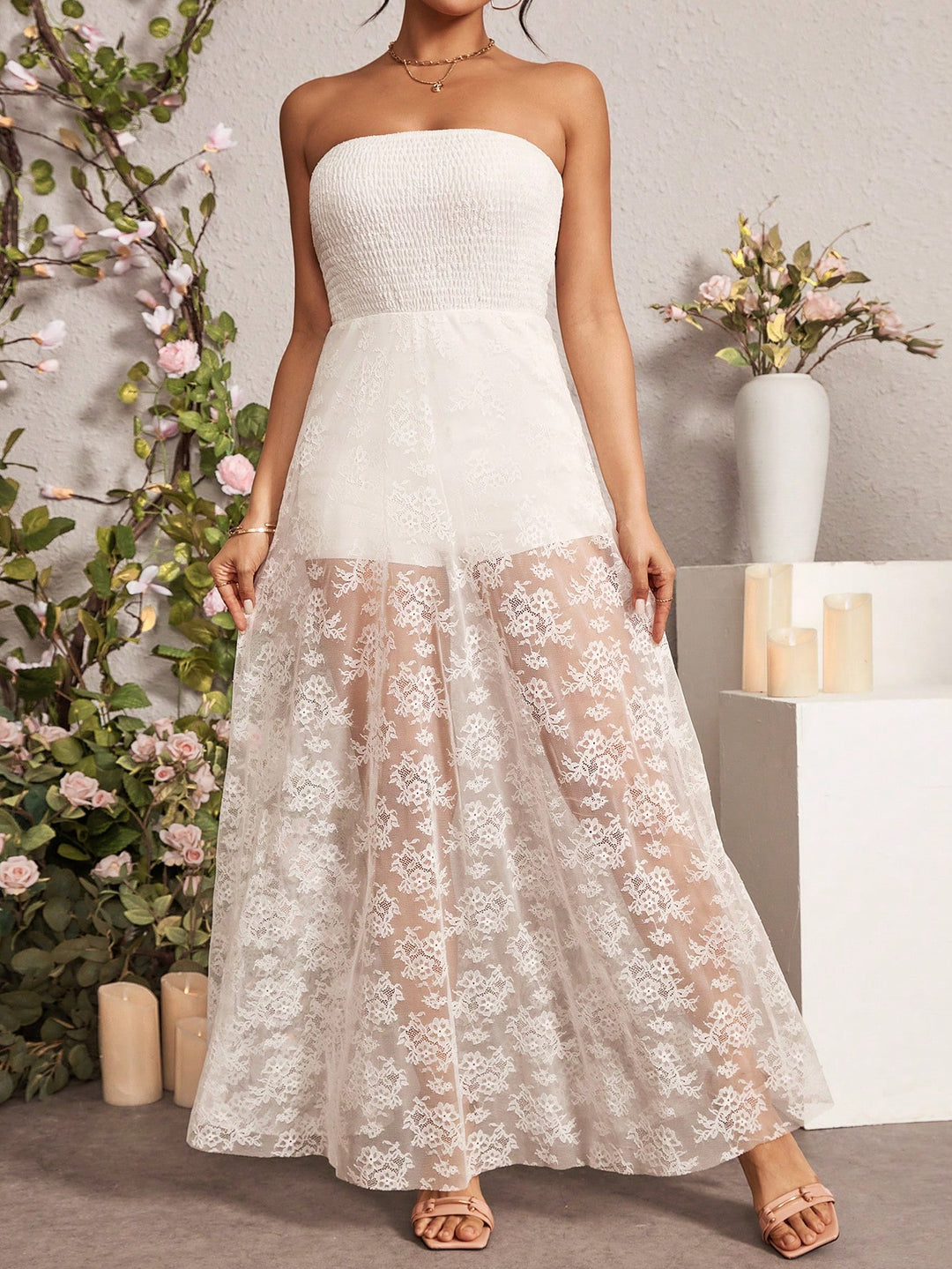 Rochie maxi SHEIN, alb